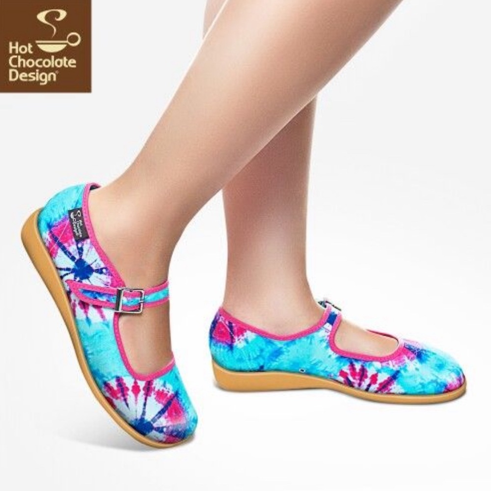 Hot Chocolate Design Chocolaticas Tie Dye Vegan Mary Jane Flats Shoes Size 8